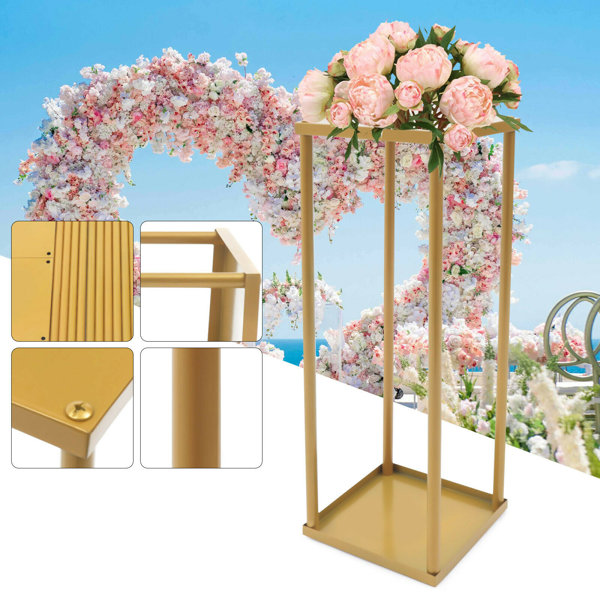 JOYDING 4Pcs Flower Floor Stand Metal Column Flower Stand Flower